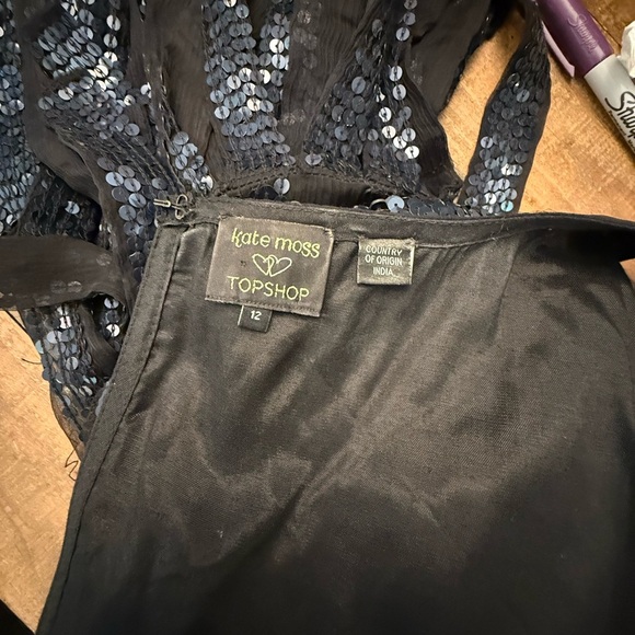 Kate Moss Top Shop Black and Blue Fringe Sleeveless Top - Picture 8 of 10